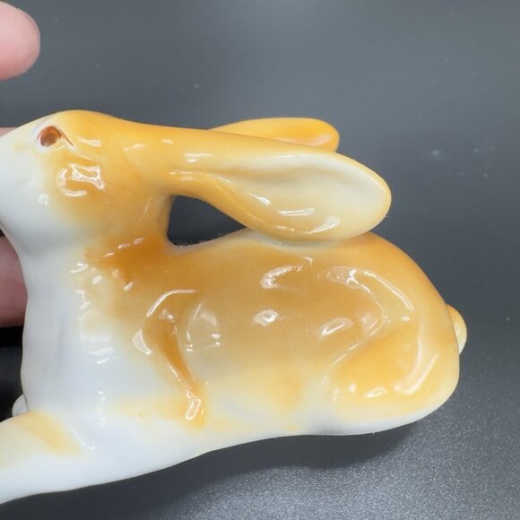 Vintage Bone China Small Rabbit Bunny Porcelain Figurine Tan White Figure VTG - Picture 4 of 11